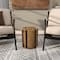 Brown Banana Leaf Handmade Linear Wrapped Accent Table with Navy Stripes